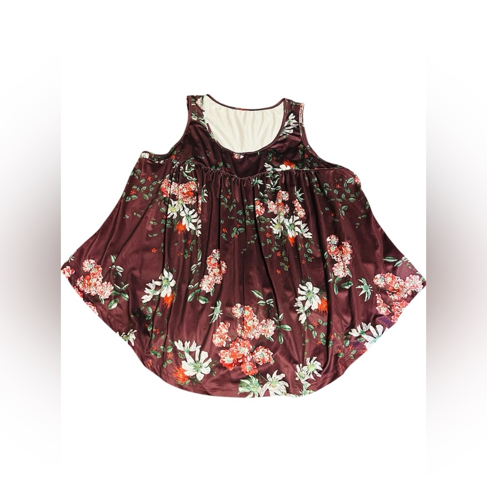 SHEIN Maroon Floral Sleeveless Top